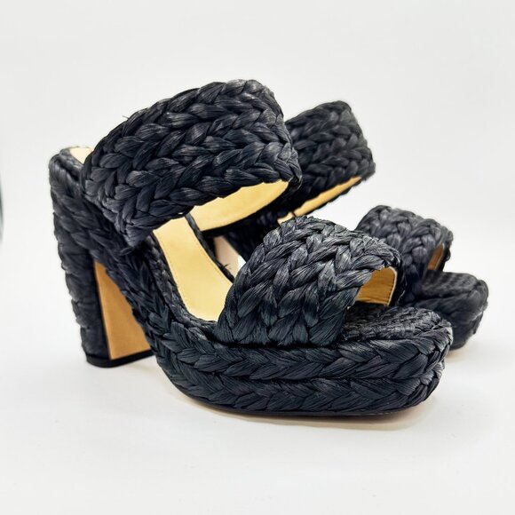 Bottega Veneta Trinity Canalazzo Woven Platform Sandals in Black - Picture 1 of 12